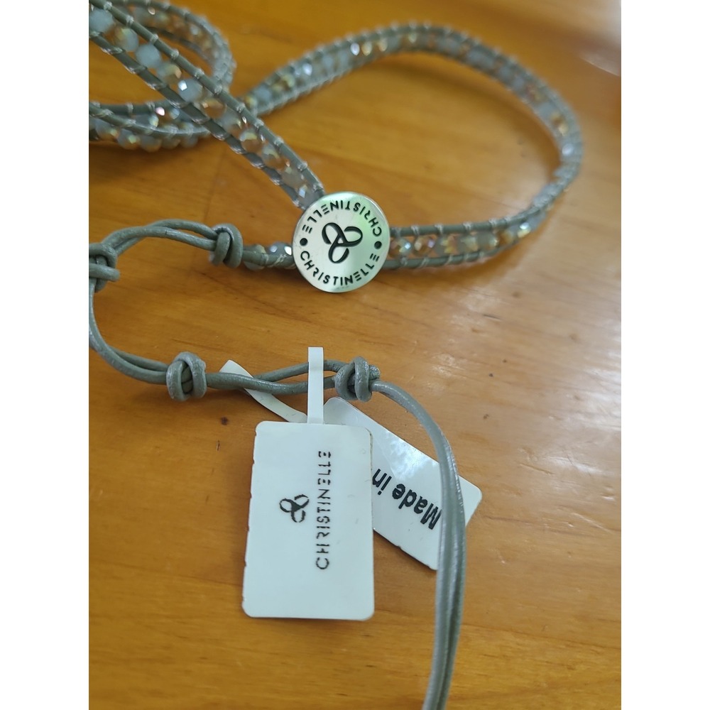 CHRISTINELLE Gray Crystal Wrap Bracelet Necklace NWT w Pouch Boho - Picture 10 of 11